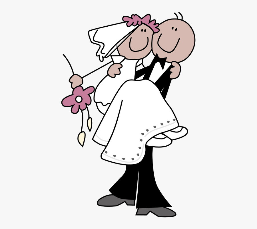 Transparent Girl Stick Figure Png - Bride And Groom Cartoon Funny, Transparent Clipart
