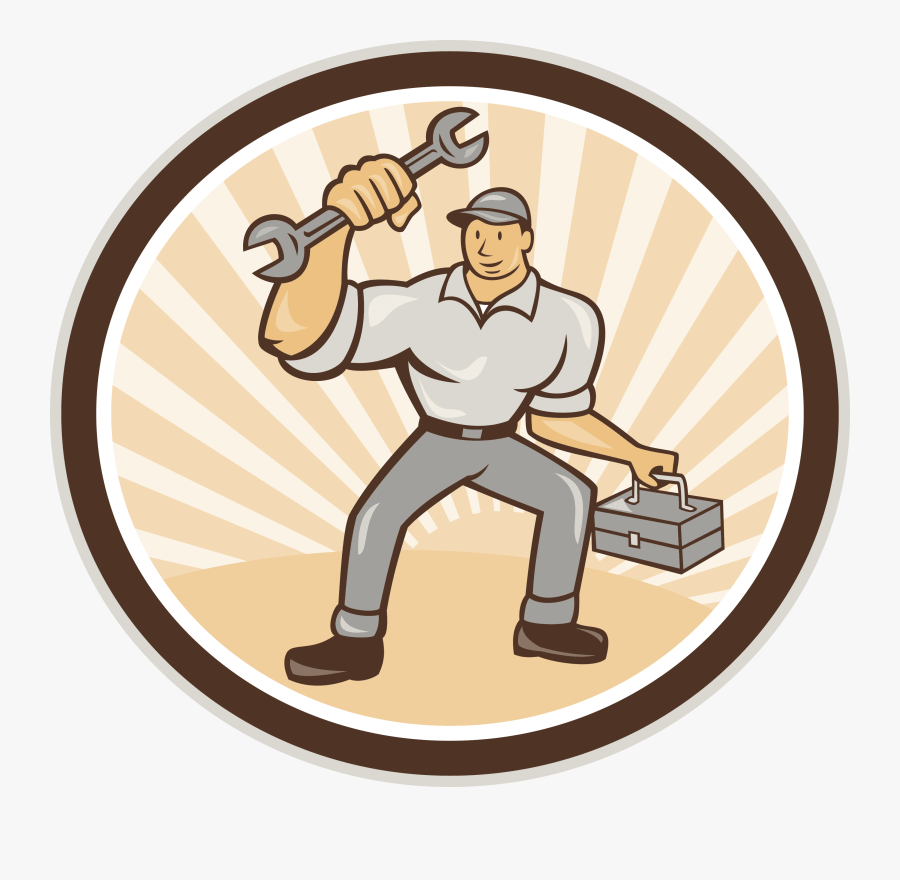 Vector Transparent Download Holding Spanner Wrench - Mecânico Caixa De Ferramentas Desenho, Transparent Clipart