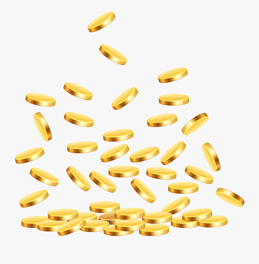 Transparent Gold Coins Clipart - Coins Falling Transparent Background, Transparent Clipart