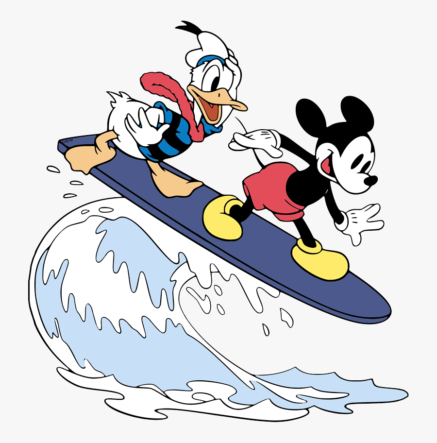 Mickey Mouse And Donald Duck Surfing, Transparent Clipart