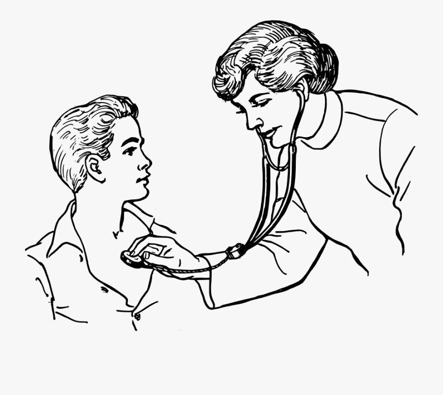 Doctor Clipart Black And White - Doctor And Patient Drawing, Transparent Clipart