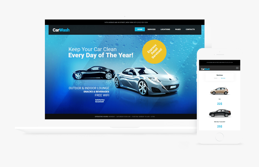 Car Wash Wp Theme - Car Wash Web Design, Transparent Clipart