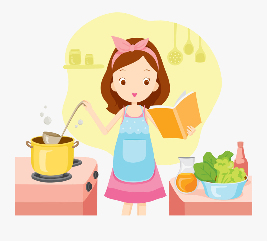 Bake Clipart Woman - Woman Cooking Cartoon Png, Transparent Clipart