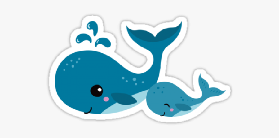 Cartoon Mommy And Baby Whale, Transparent Clipart