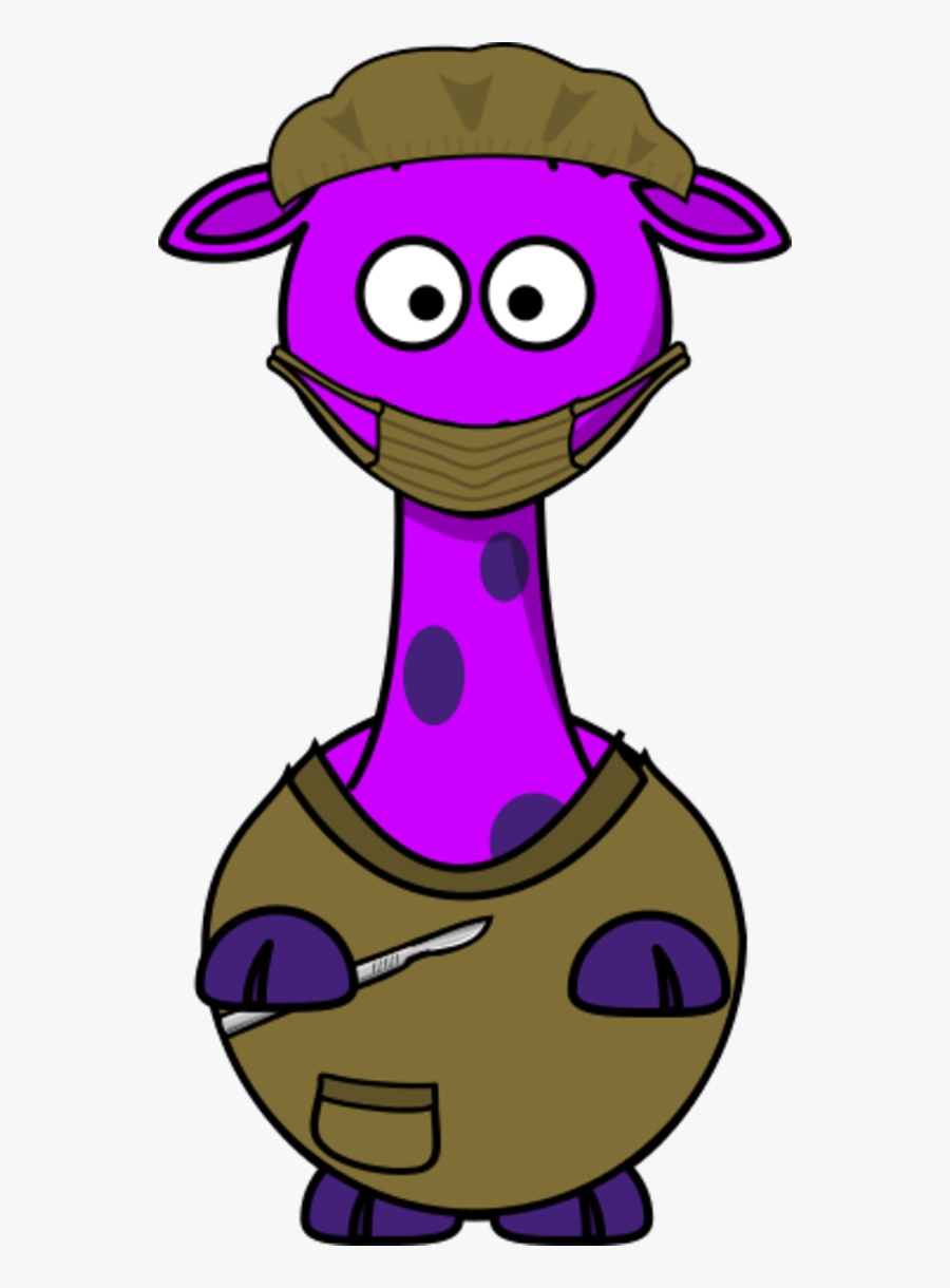Giraffe As A Doctor - Cartoon Green Giraffe, Transparent Clipart