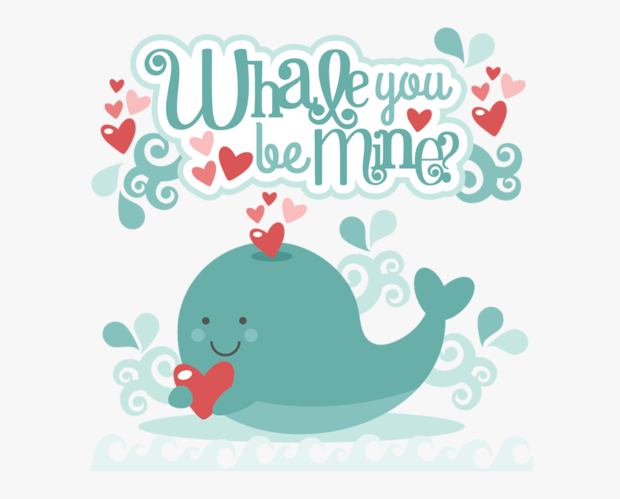 Happy Valentines Day Whale, Transparent Clipart
