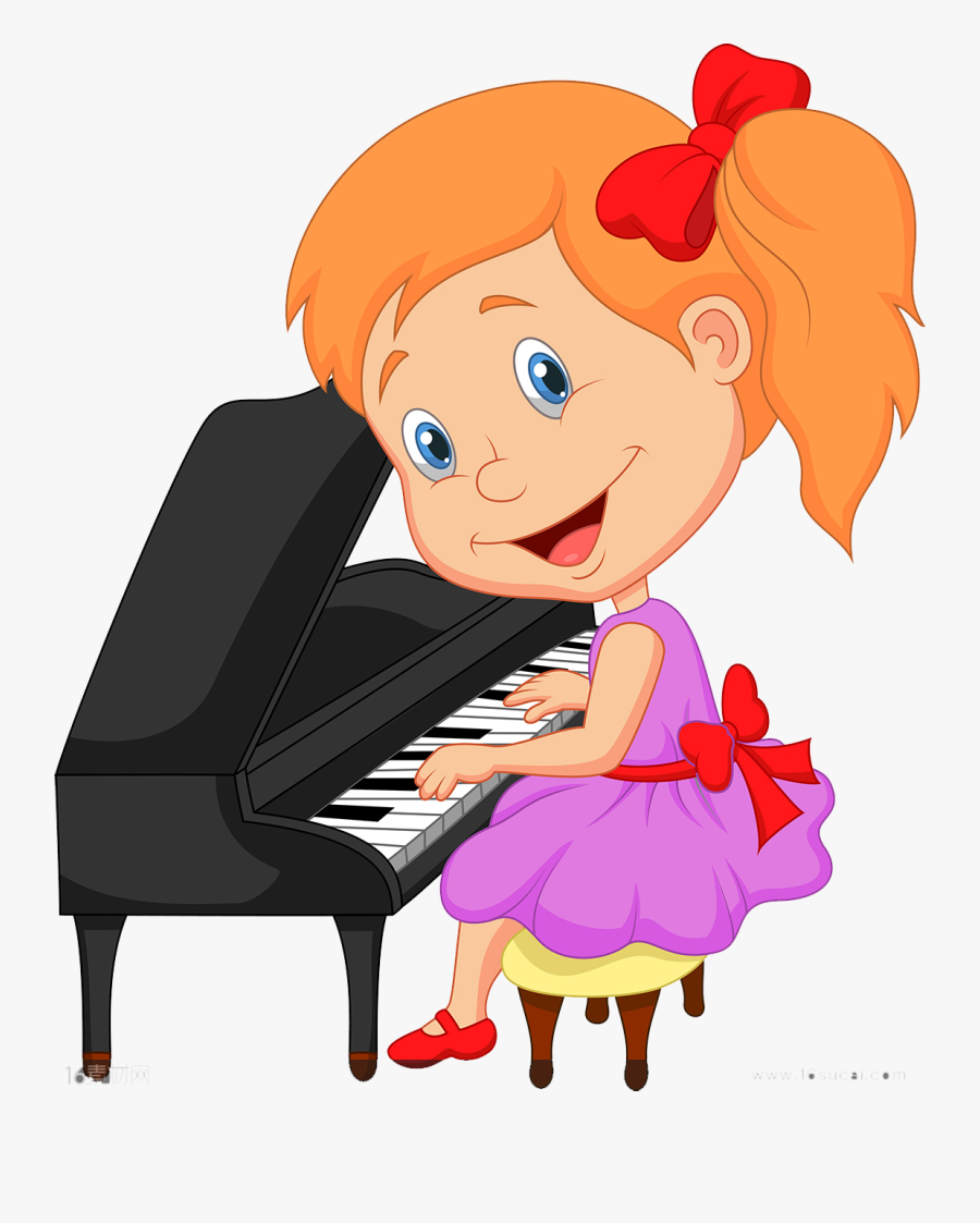 Clip Art Girls Playing - Play The Piano Cartoon, Transparent Clipart