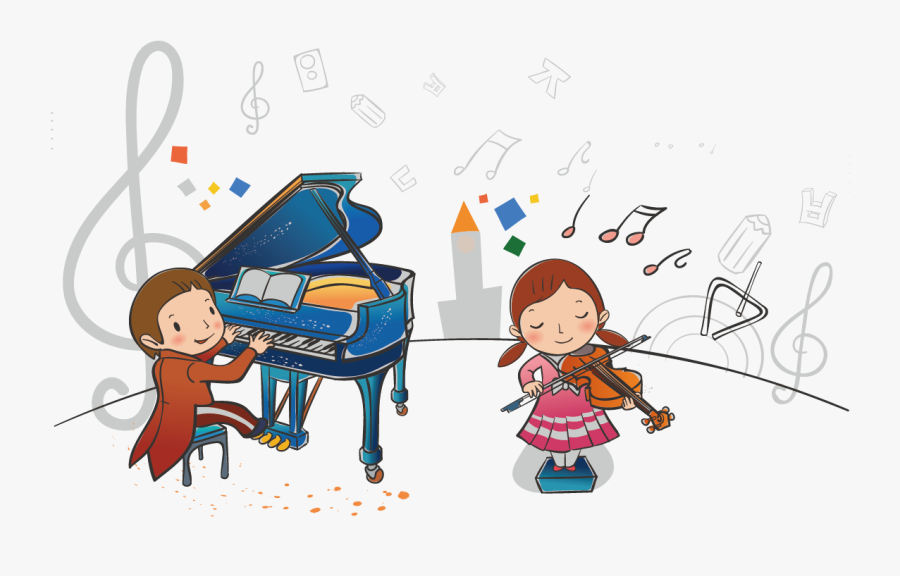 Piano Cartoon Music Child - Children Playing Music, Transparent Clipart