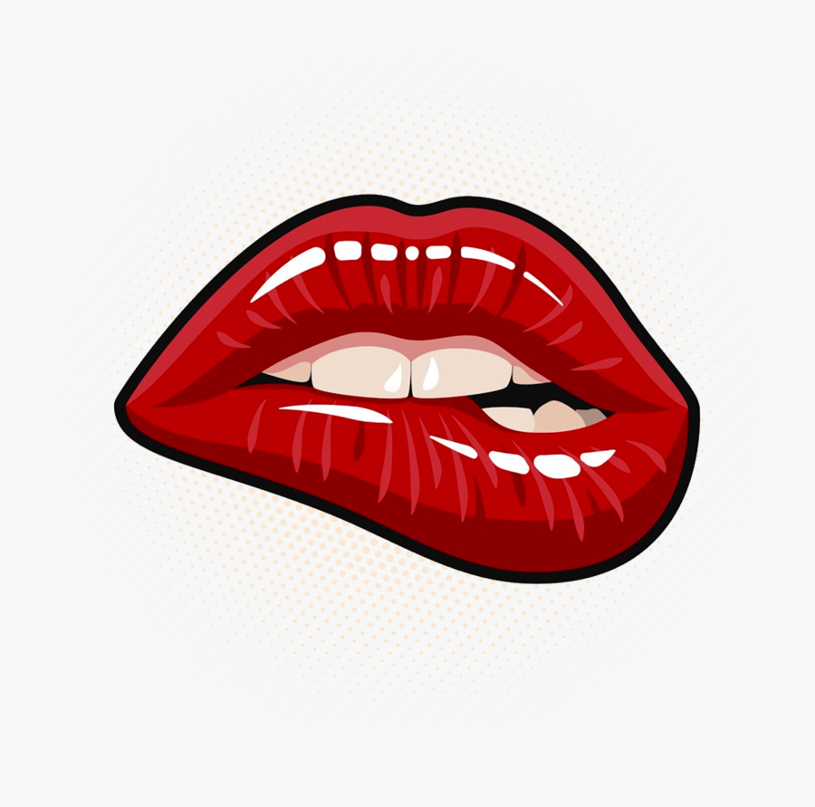 Transparent Lip Clipart - Pop Art Biting Lip, Transparent Clipart