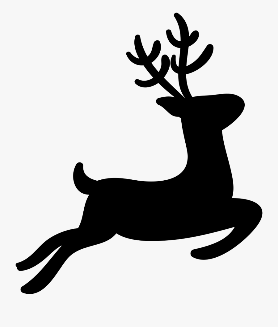 Reindeer Silhouette White Tailed Deer Clip Art - Black Reindeer Icon, Transparent Clipart
