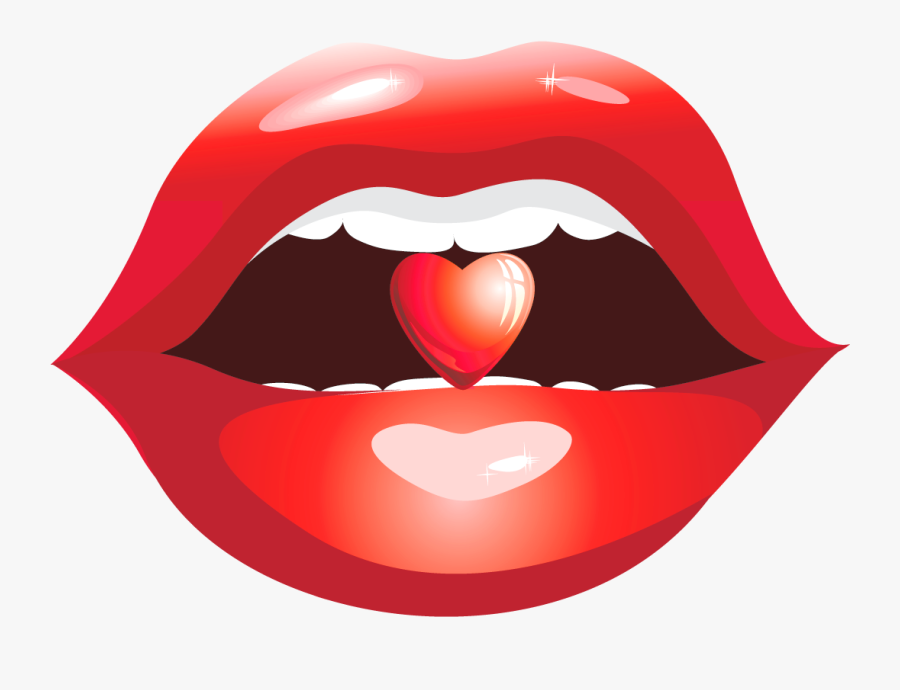 Red Lips With Heart Png Clipart Picture - I8magenes De Labios Animado, Transparent Clipart