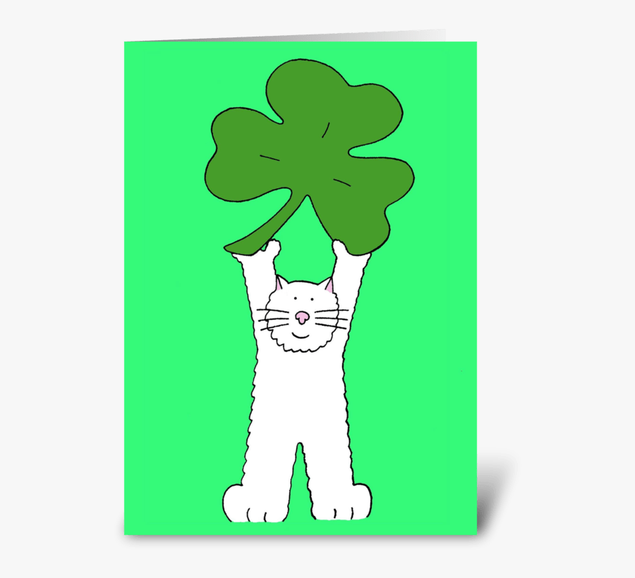St Patrick"s Day Cat With Shamrock - Cartoon, Transparent Clipart