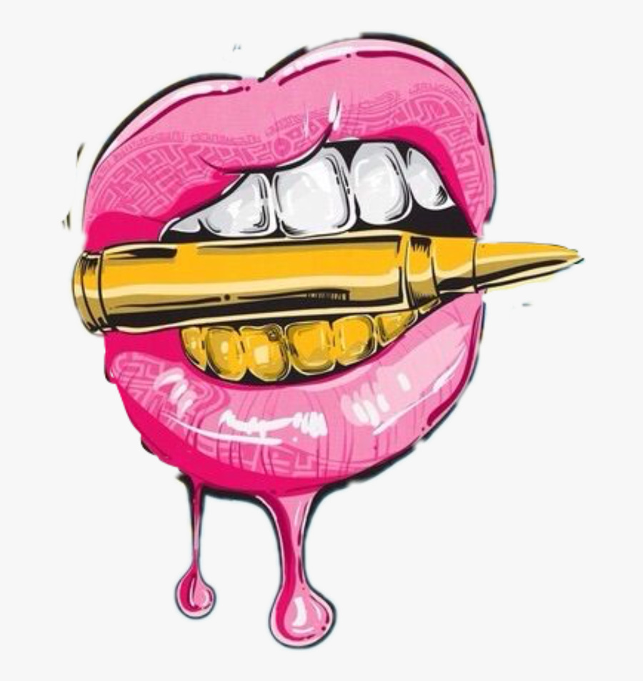 Lips With Bullet Drawing Clipart , Png Download - Lips With Bullet Drawing, Transparent Clipart