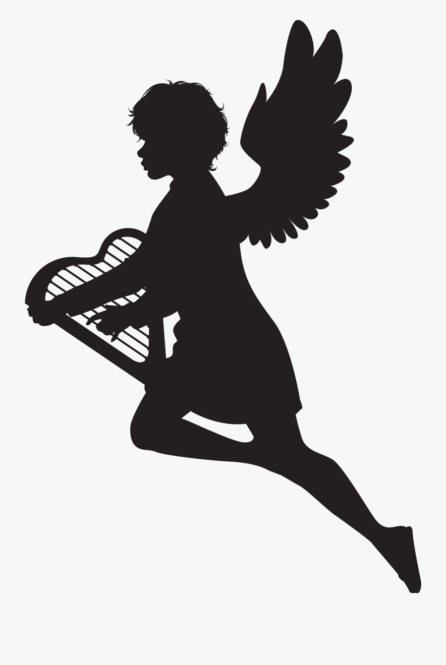 Harp Clipart Angel Harp - Angel Silhouette Png, Transparent Clipart