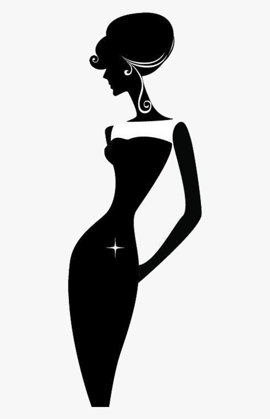 Silhouette Woman Royalty-free Clip Art - Black And White Fashion Clipart, Transparent Clipart