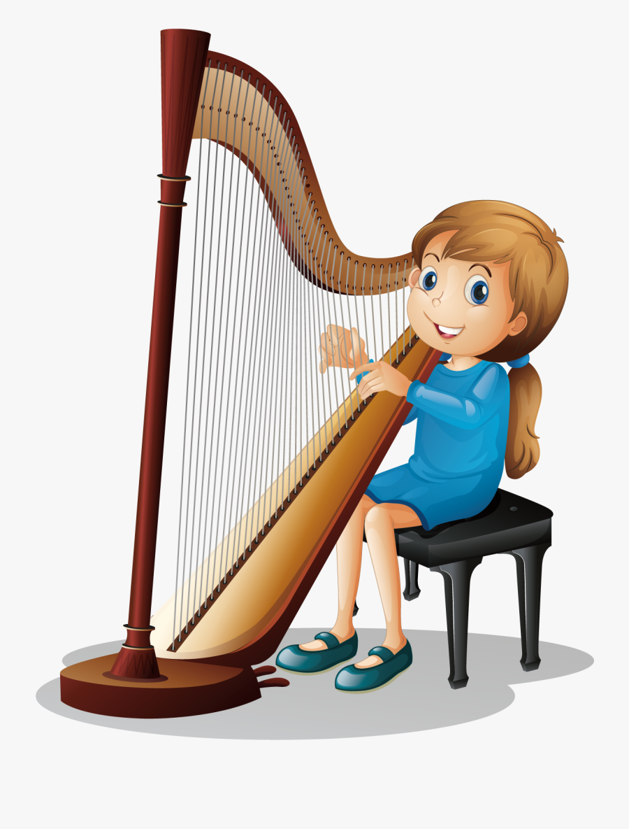 Harp Royalty-free Clip Art - Girl Playing Harp Clipart, Transparent Clipart