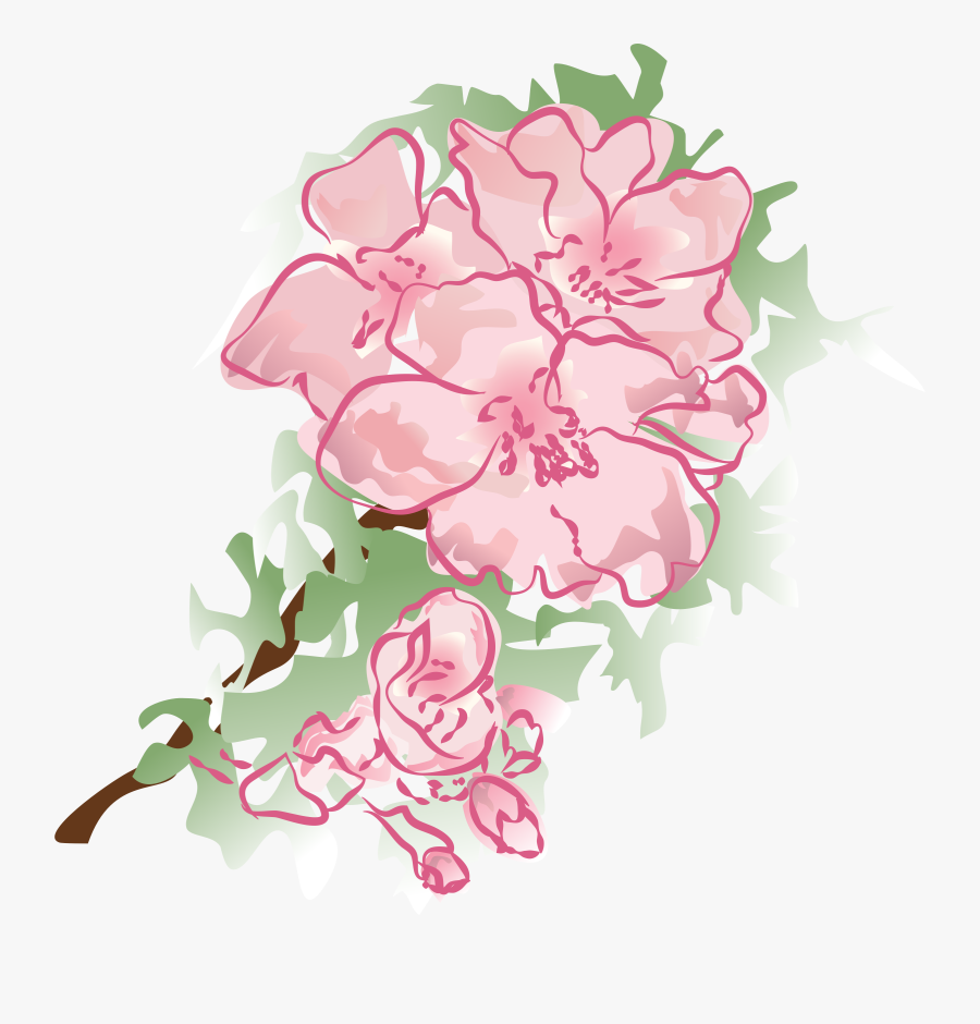 Clipart - Transparent Pink Flower Watercolor Icon, Transparent Clipart