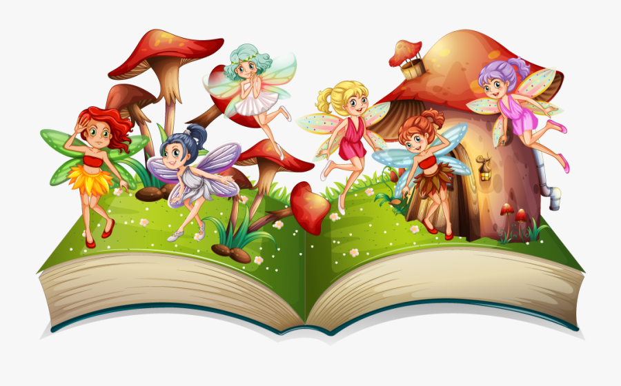 Transparent Story Book Clipart - Fairy On Toadstool Clipart, Transparent Clipart