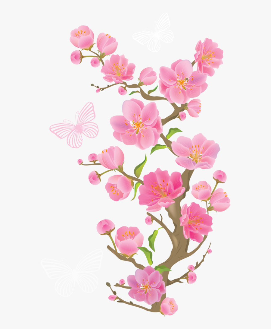 Cherry Blossom Flower Border Png, Transparent Clipart