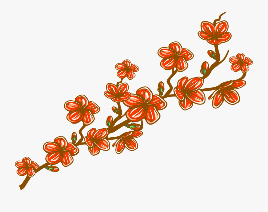 Plant,flora,art - Orange Cherry Blossom Clip Art, Transparent Clipart