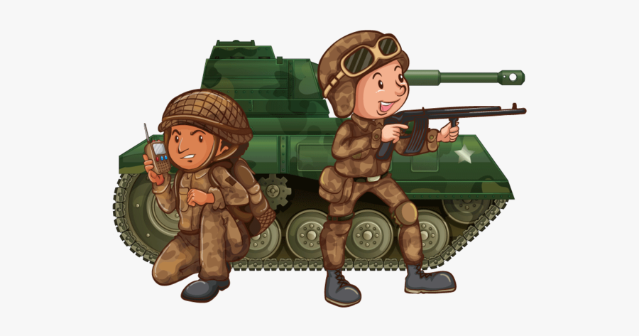 Tanks And Kids Wheelchair - Two Soldiers Cartoon, Transparent Clipart