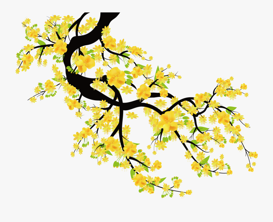 Plum Blossom Euclidean Vector Cherry Blossom - Yellow Cherry Blossom Png, Transparent Clipart