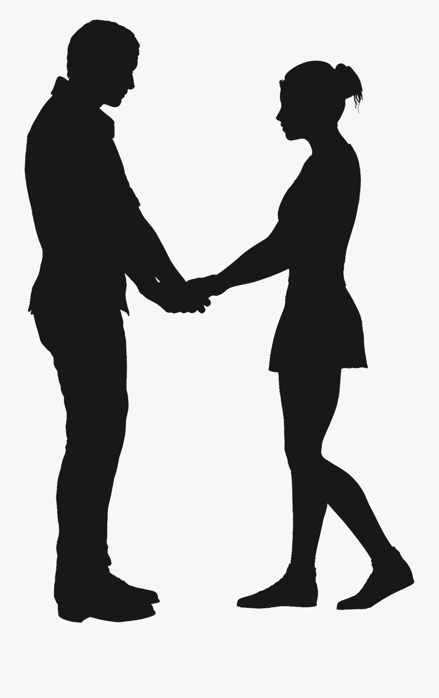 Transparent Holding Hands Clipart - Girl And Boy Silhouette Holding Hands, Transparent Clipart