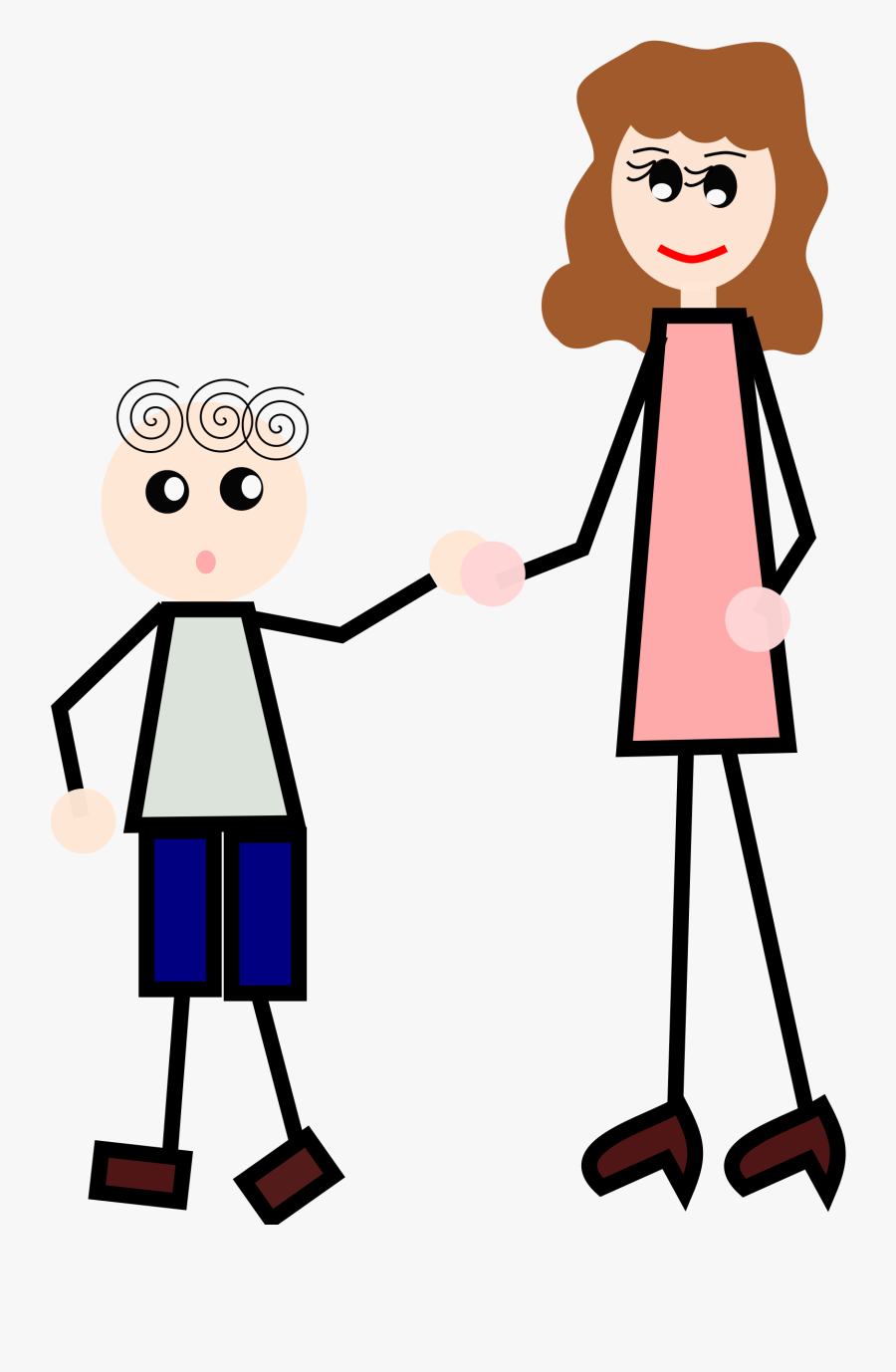 Child Mother Holding Hands Boy - Free Stick Figure Holding Hands Clipart, Transparent Clipart