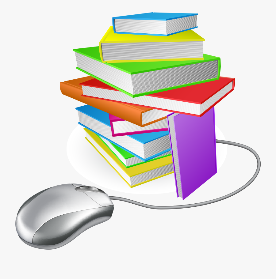 Virtual Library Notes - Books And Computers Png, Transparent Clipart