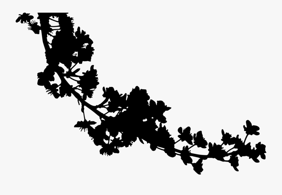 Blossoms Silhouette - Cherry Blossom Silhouette Png, Transparent Clipart