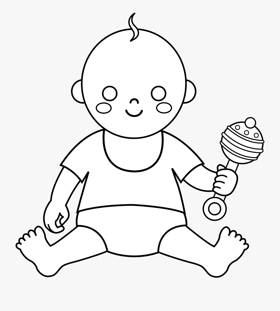 Colorable Baby Design - Baby Design Black And White, Transparent Clipart
