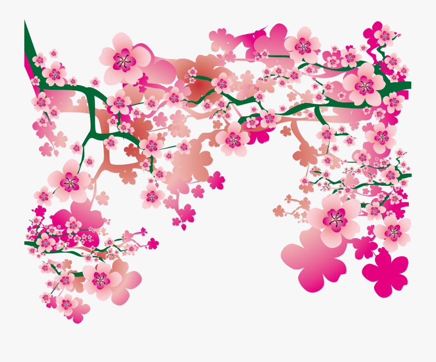 Clip Art Cherry Blossom Patterns - Hand Painted Cherry Blossoms, Transparent Clipart
