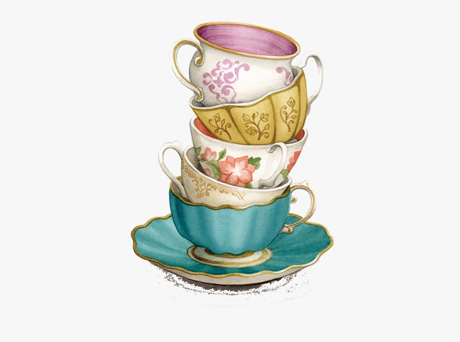 Teapot Clipart Teacup Stack Pencil And In Color Teapot - Stack Of Tea Cups, Transparent Clipart