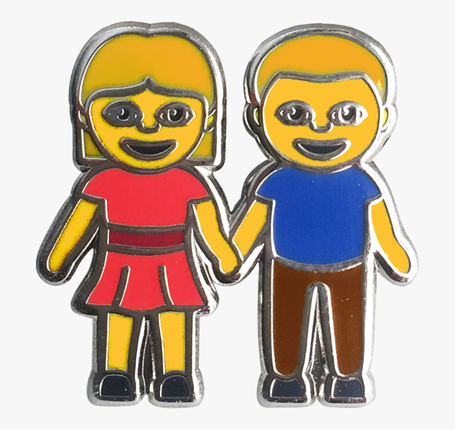 Couple Holding Hands Emoji Pin - Cartoon, Transparent Clipart