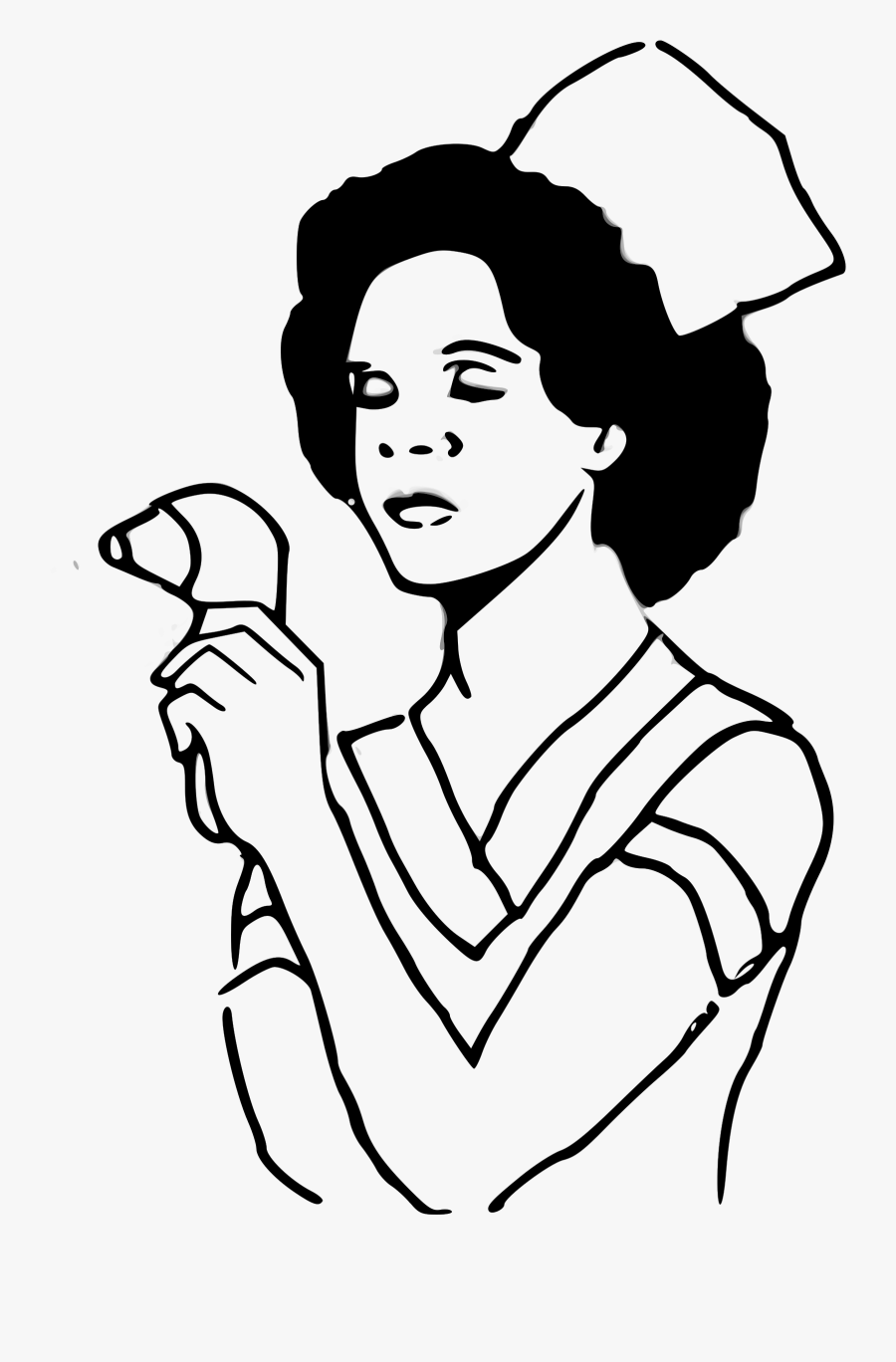 Nurse Vitals - Black And White Nurse Clipart Sign, Transparent Clipart