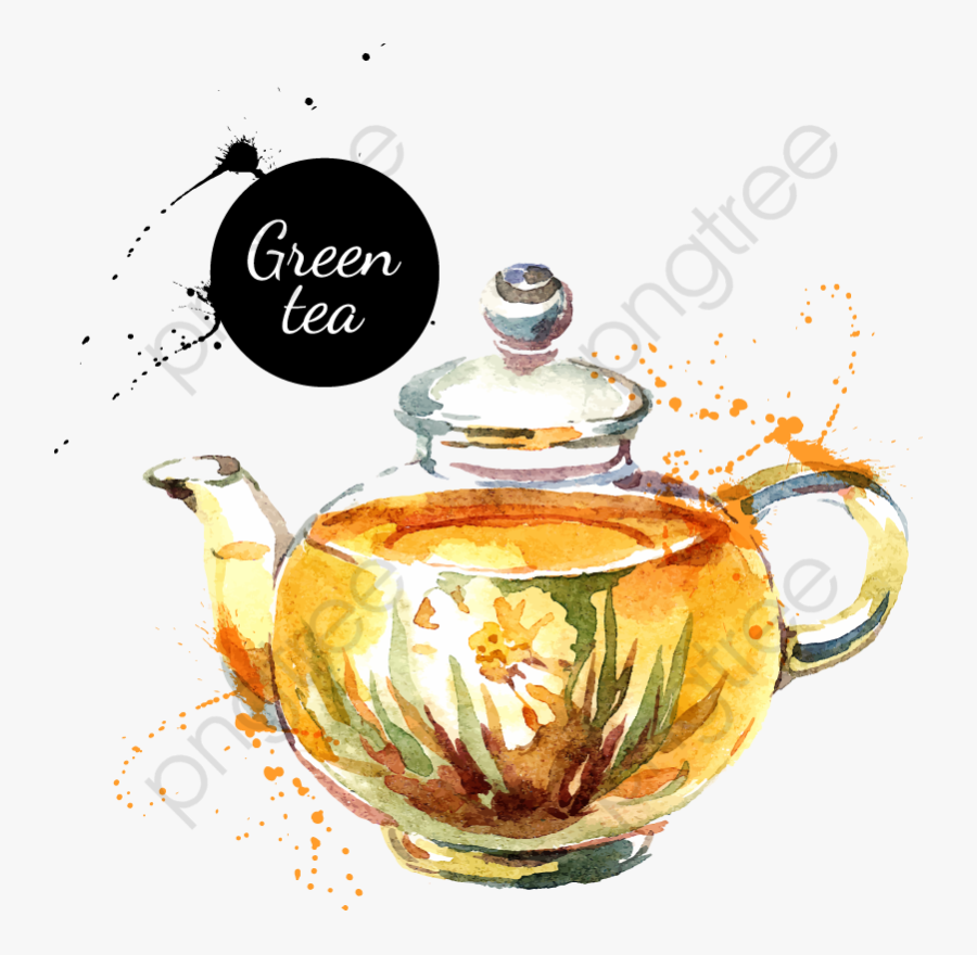 Watercolor Green - Free Hand Drawing Teapot Painting, Transparent Clipart