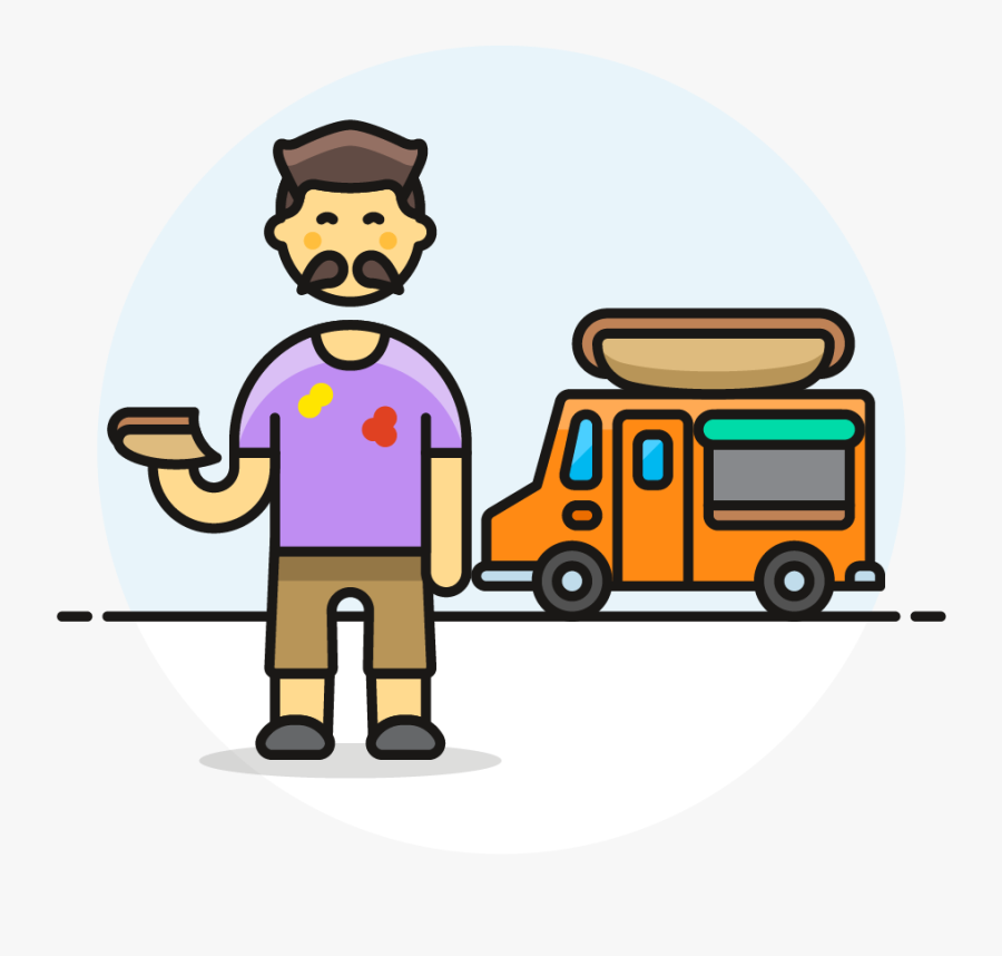 35 Hotdog Food Truck Male Asian, Transparent Clipart