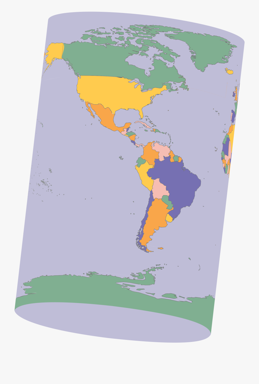 World,map,area - Cylinder World Map, Transparent Clipart