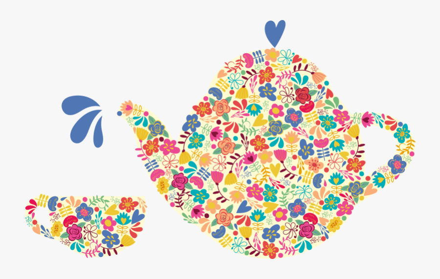 Transparent Flowerpot Clipart - Floral Tea Pot Graphics, Transparent Clipart
