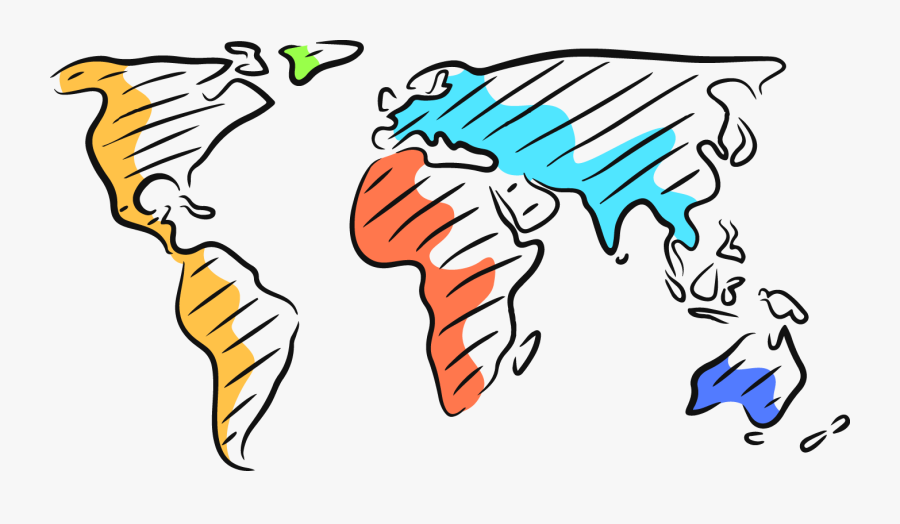 Graphic Free Library World Map Sketch Hand - World Map Cartoon Drawing, Transparent Clipart
