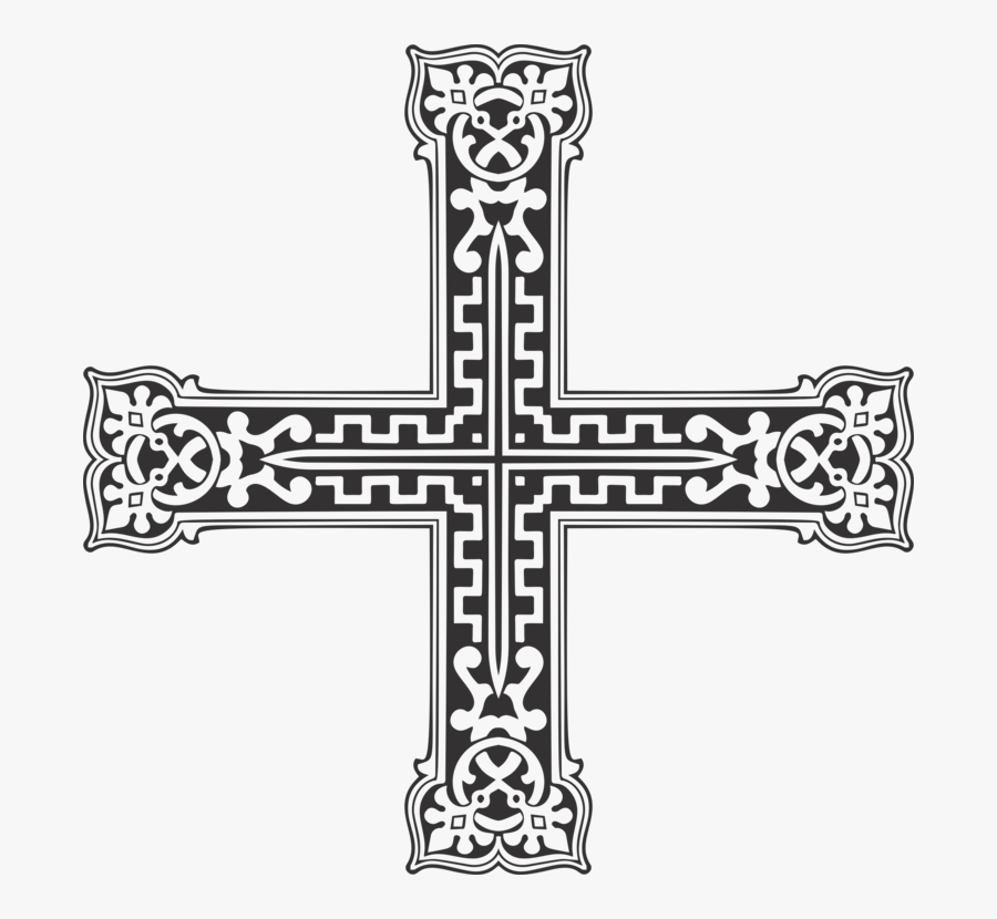 Line Art,symmetry,monochrome Photography - Christian Cross, Transparent Clipart