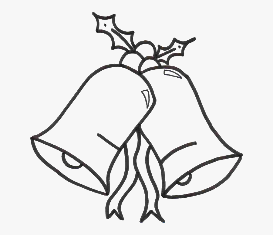 Two Christmas Bell Dependent Coloring Page - Non Living Thing Drawing, Transparent Clipart