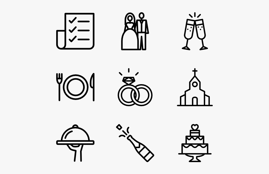 Wedding Icons, Transparent Clipart