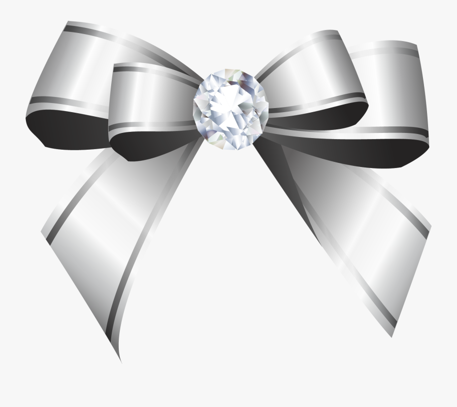 Wedding Bells Clipart Silver - Silver Ribbon And Bow Png, Transparent Clipart