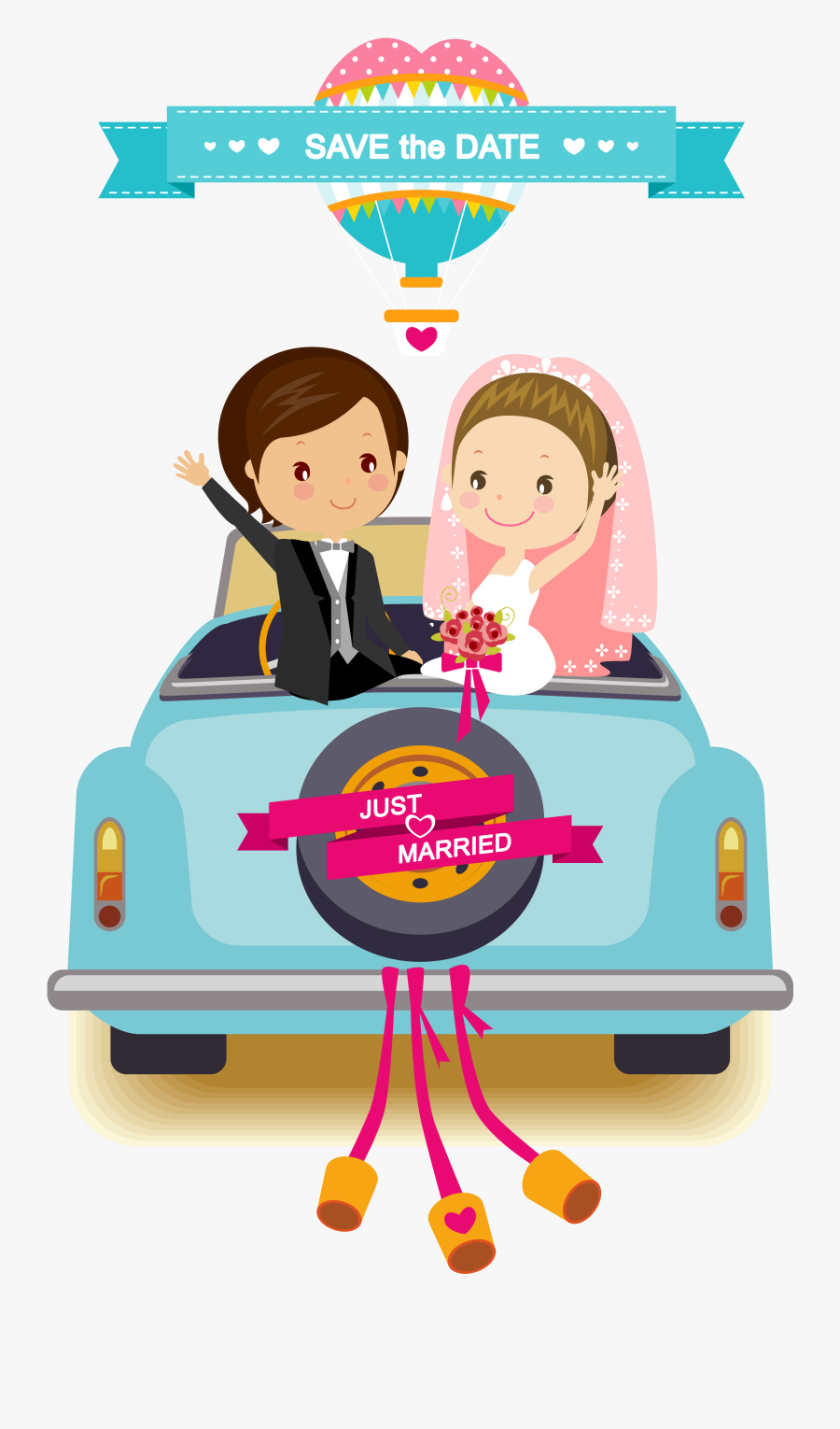 Wedding Bells Clipart Just Married - Cute Wedding Invitation Template, Transparent Clipart