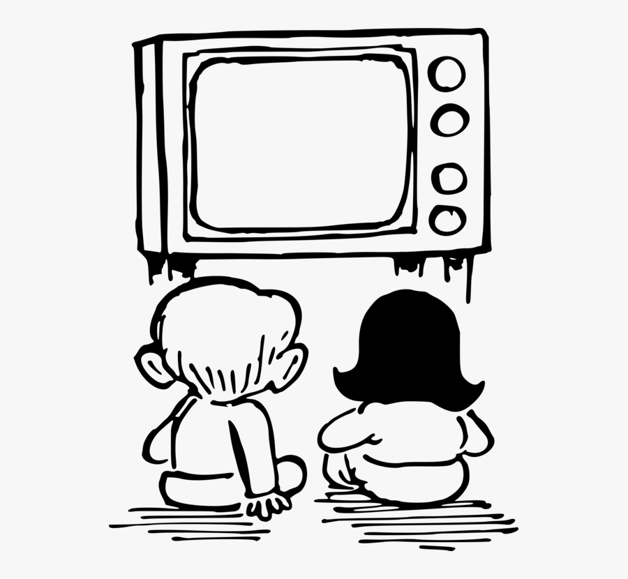 Svg Royalty Free Library Cartoon Child Free Commercial - Watching Tv Black And White, Transparent Clipart