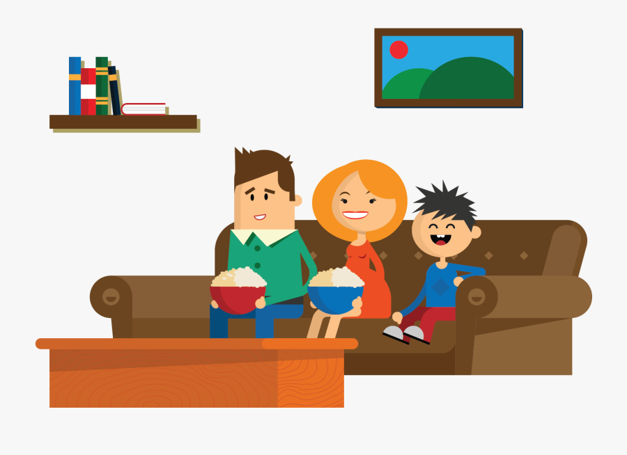 Family Watch Tv Vector, Transparent Clipart