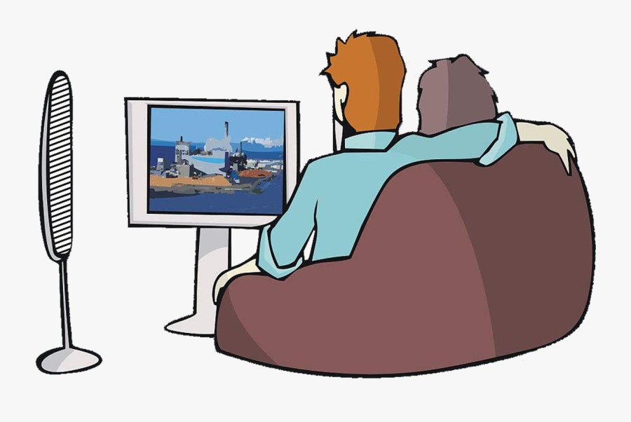 Transparent Clipart Tvs - Old Couple Watching Tv Cartoon, Transparent Clipart