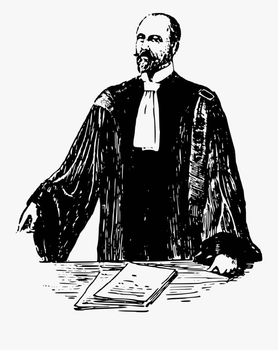 French Lawyer, Early 20th Century - Lawyer Black And White, Transparent Clipart