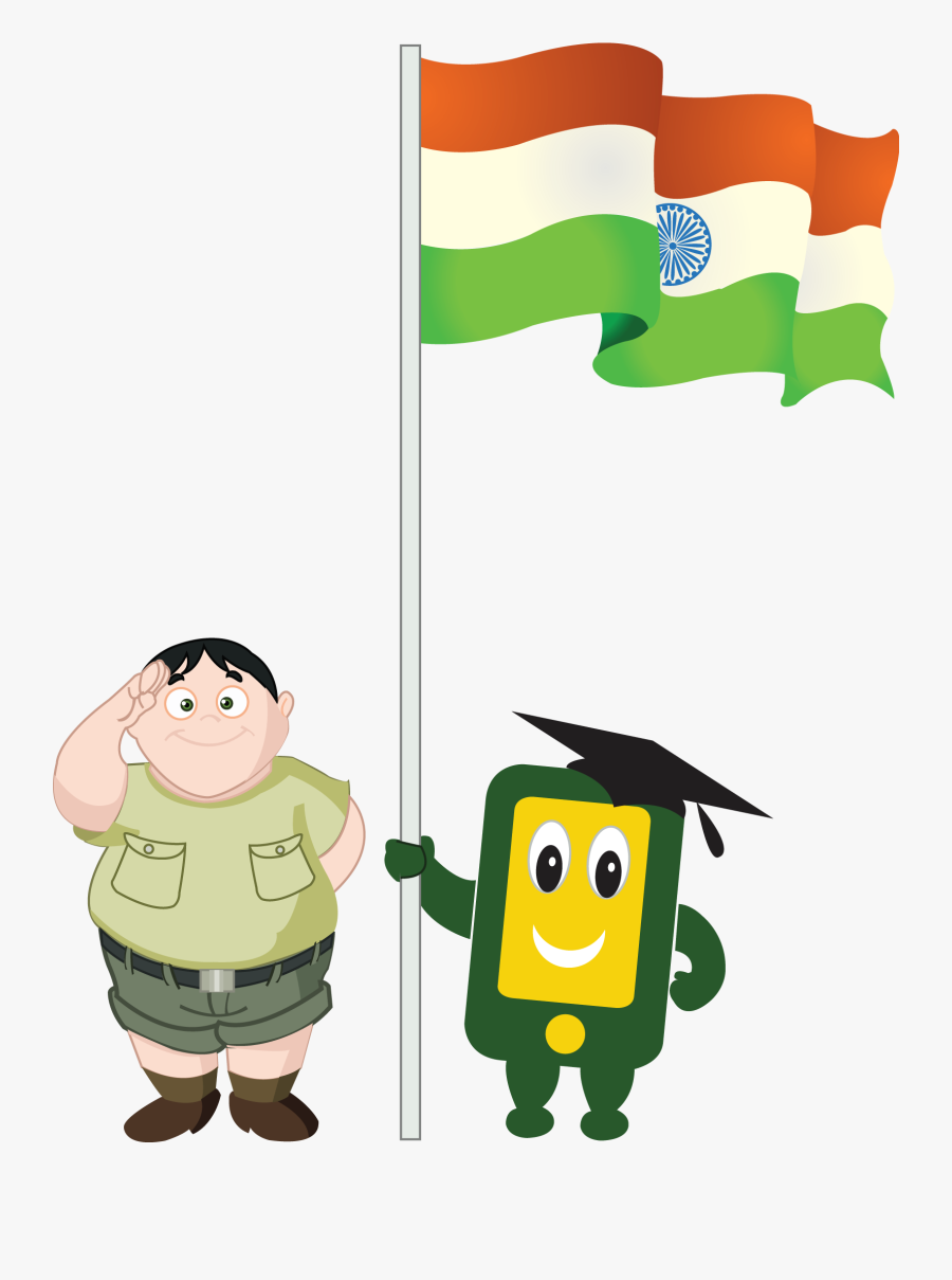 Transparent Indian Flag Png - Boy With Indian Flag Png, Transparent Clipart